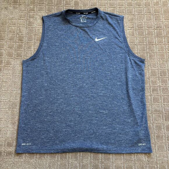 Nike Swim Tank Top Men XXL Heather Blue Dri-Fit UPF 40+ Travel Outdoor Beach NWT - Picture 1 of 9